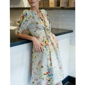 Baraschi Silk Floral Bijoux Doux Front Knot Dress
